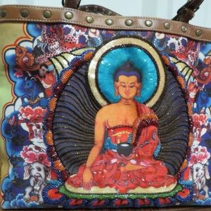 isabella fiore handbag Buddha purse beaded Rare Vintage Special Edition